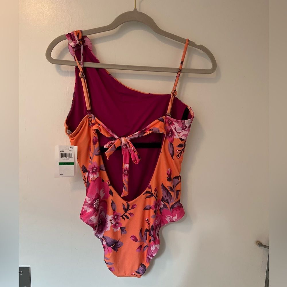 Becca by Rebecca Virtue one shoulder floral print one piece swimsuit - Picture 2 of 4